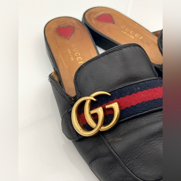 Authentic - Used - Gucci Black Leather Open Back Flats - Picture 3 of 10